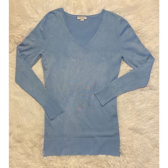 Liz Lange Maternity SZ M Woman’s Stylish Baby Blue V-Neck Top/Blouse/Sweater - Picture 2 of 10